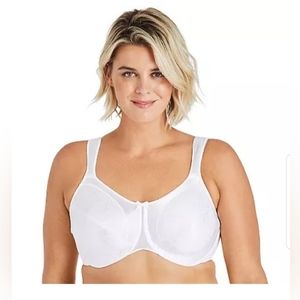 Bali 38DD White Satin Tracings Minimizer Underwire Bra 3562